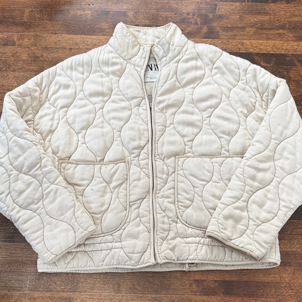 Zara Off-White Quilted Jacket